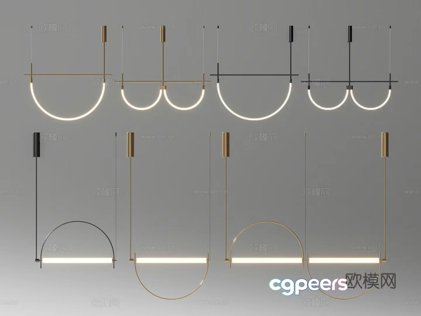 Modern bar chandeliers combination long chandeliers linear chandeliers creative chandeliers 3D model