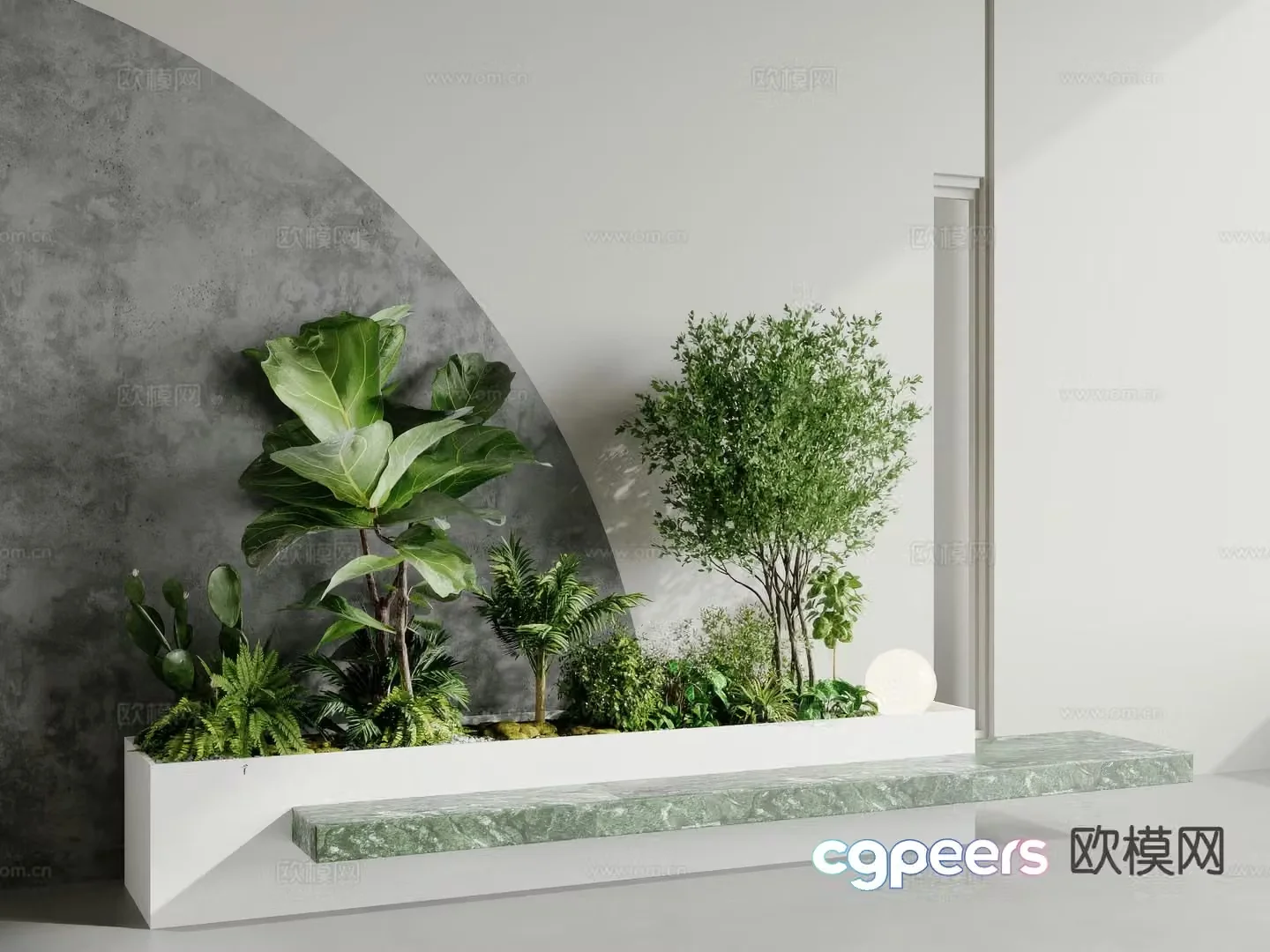 Flower tank flower box outdoor plant pile 3d model