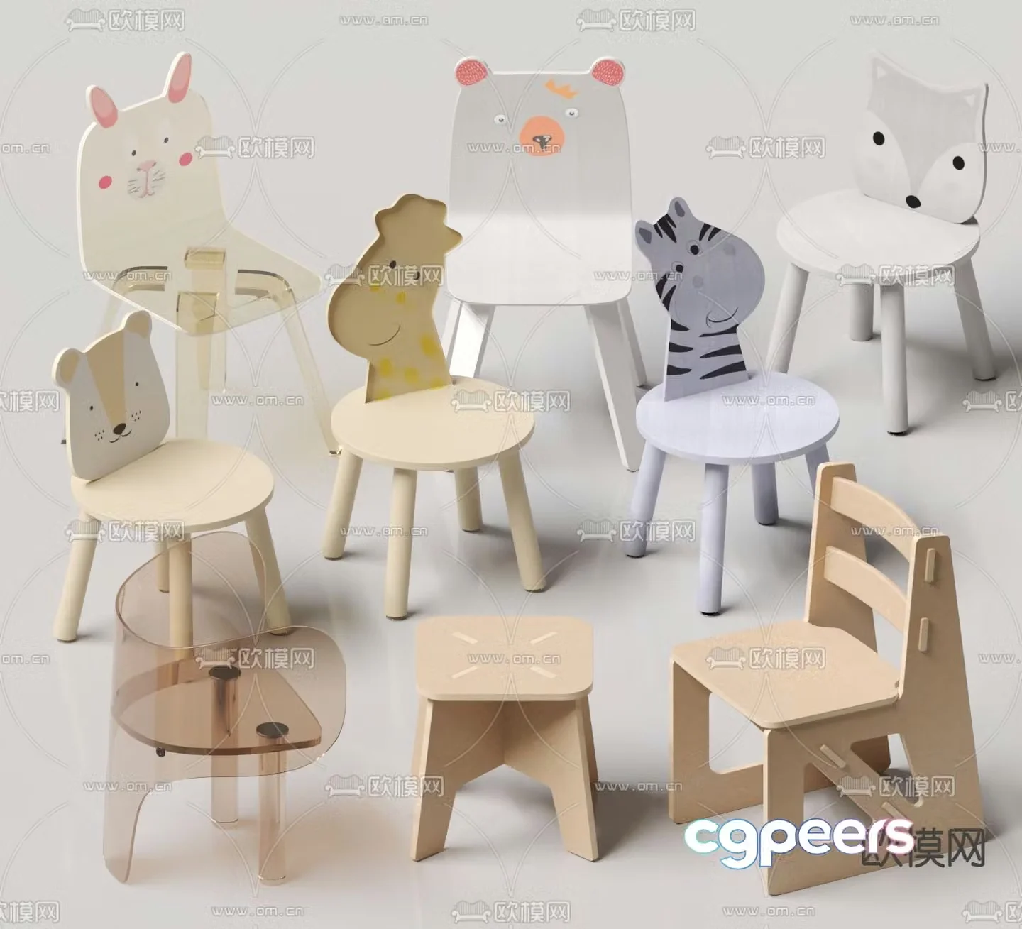 Children’s chair cartoon chair animal chair 3d model