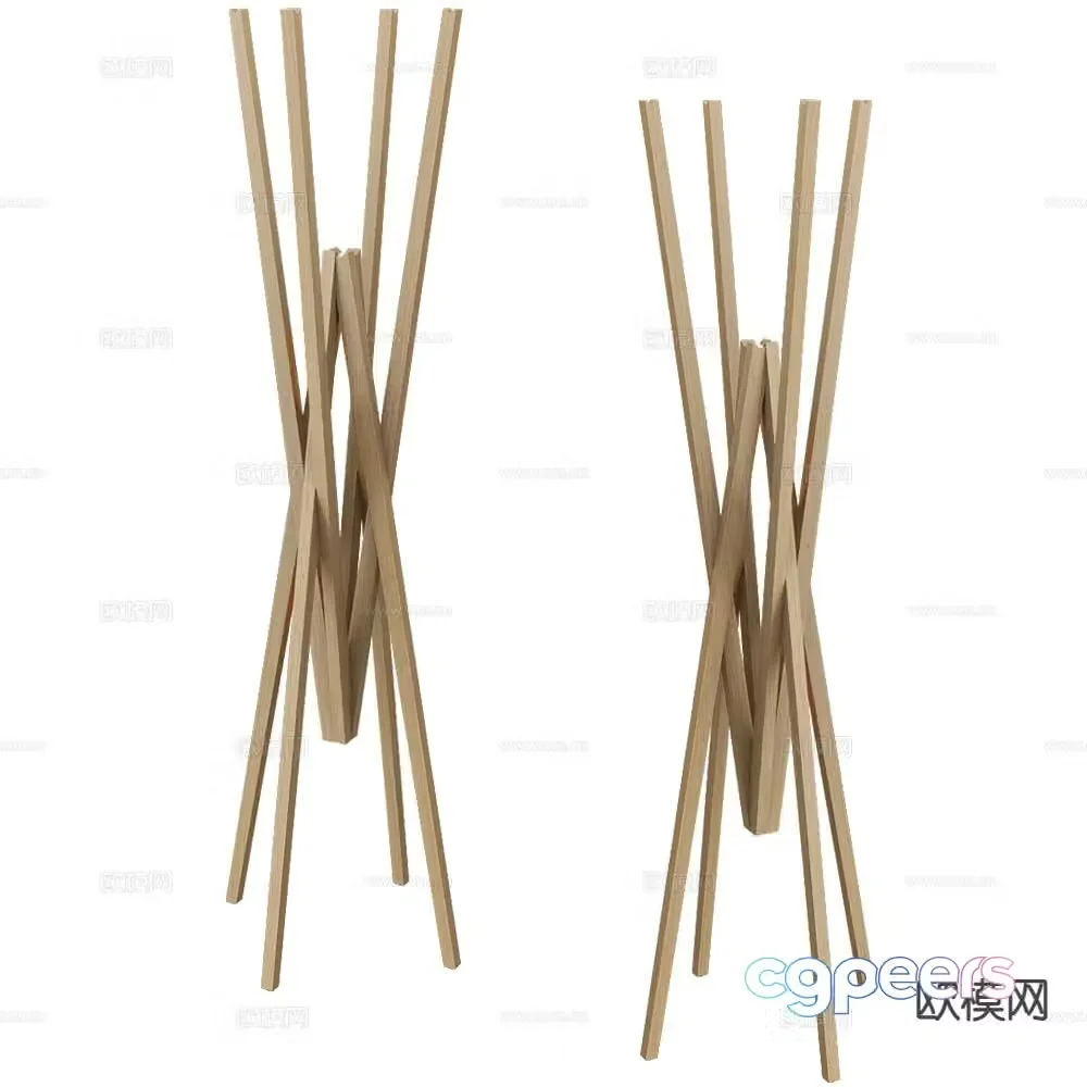 Prostoria decorative rack clothes rack wooden rack 3d model
