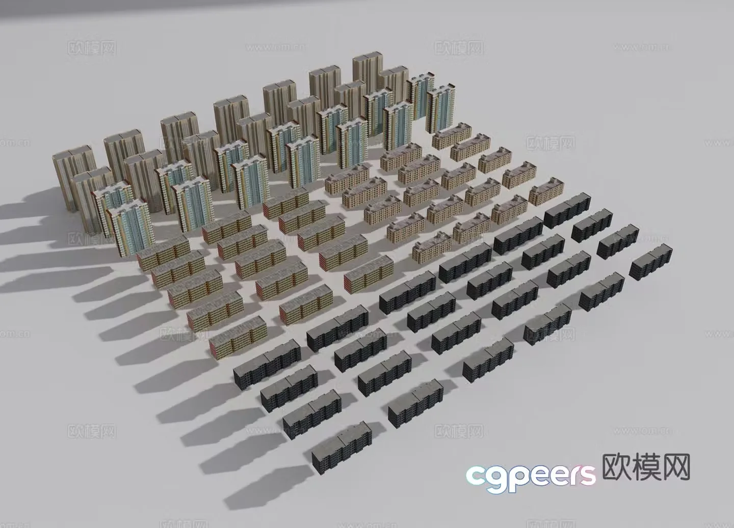 Modern high-rise buildings multi-story residential community buildings bird’s eye view of tall buildings urban building 3D model