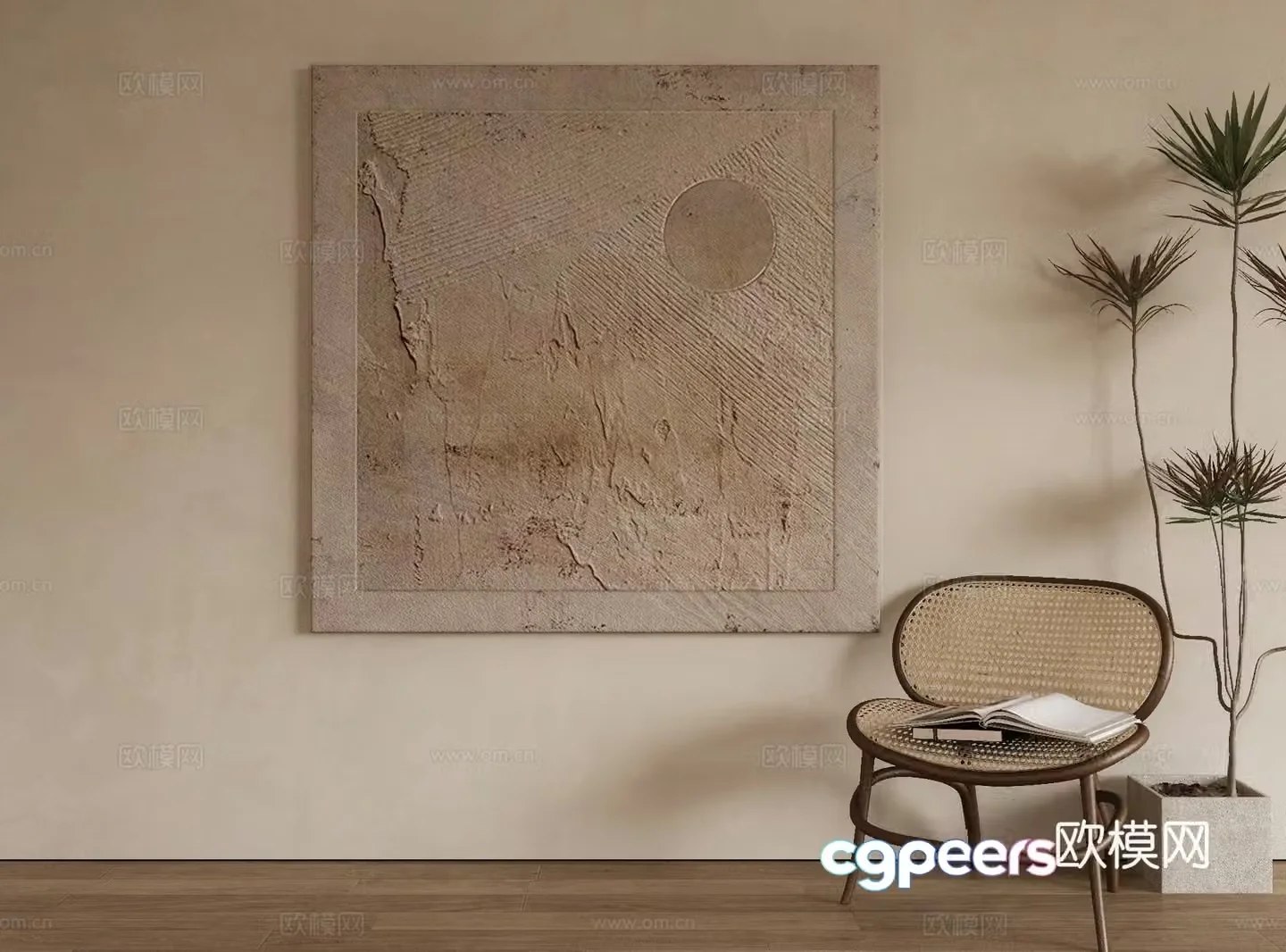 Wabi-sabi painting texture painting decorative painting hanging painting 3D model