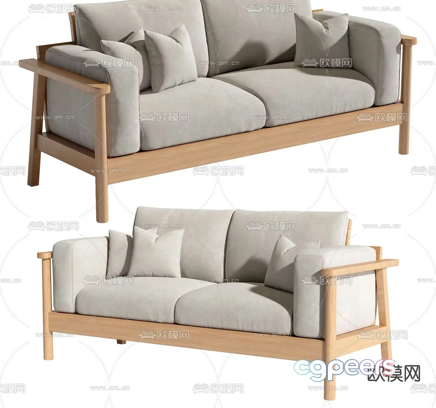 Nordic sofa double sofa 3d model