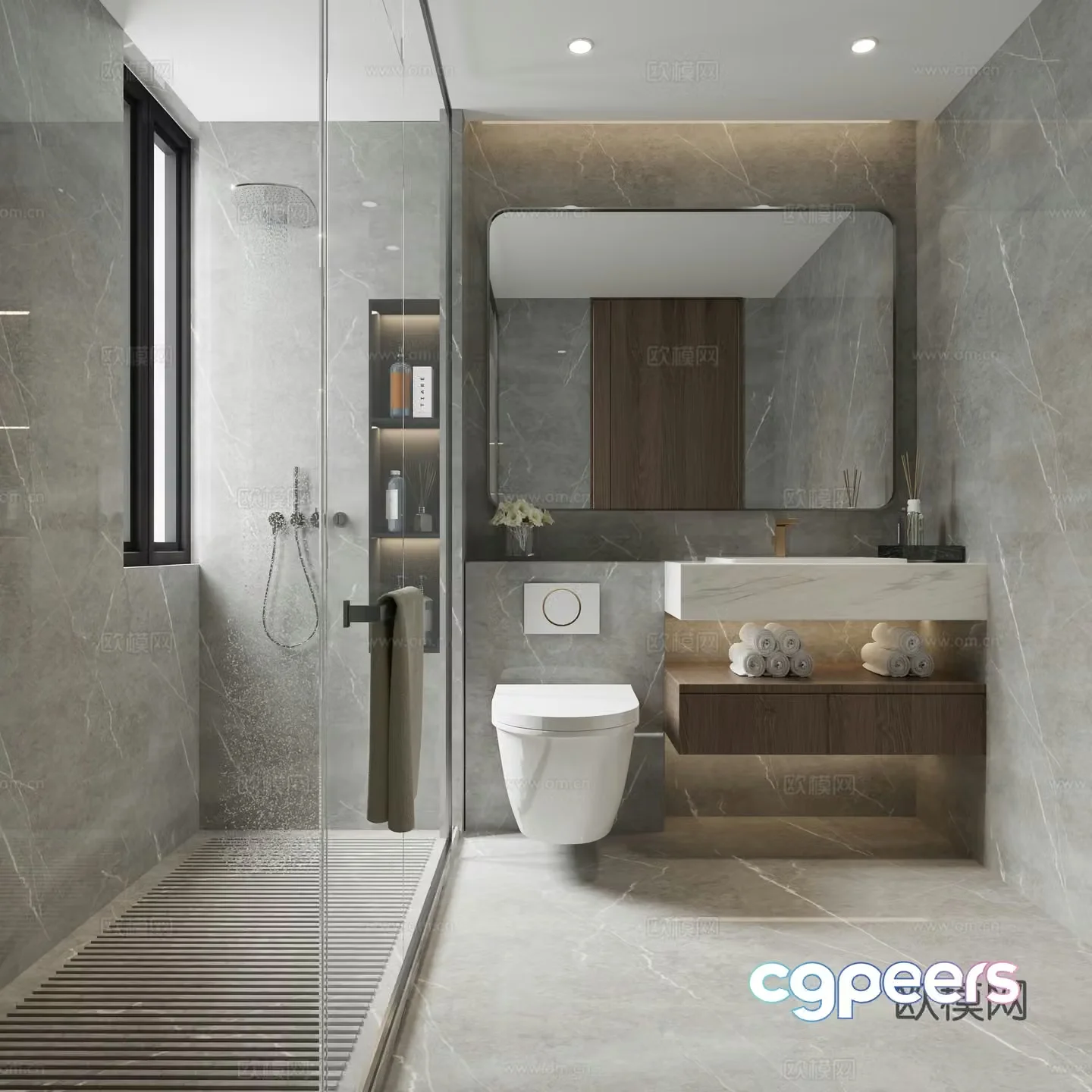 Modern minimalist bathroom 3d model