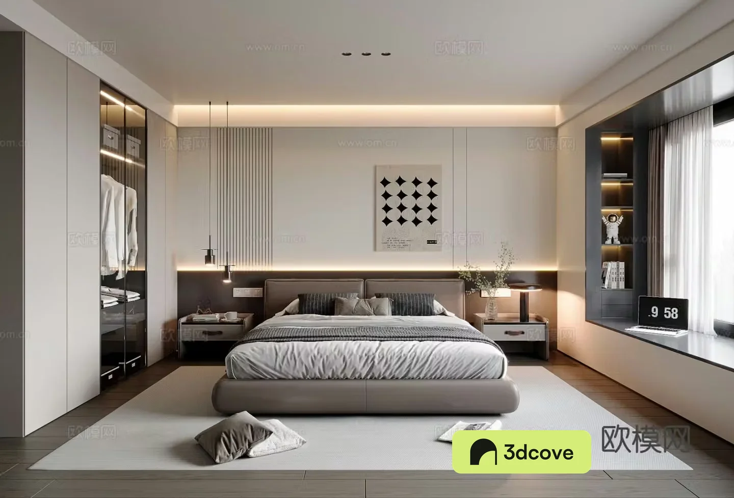 Modern bedroom master bedroom bay window bedroom
