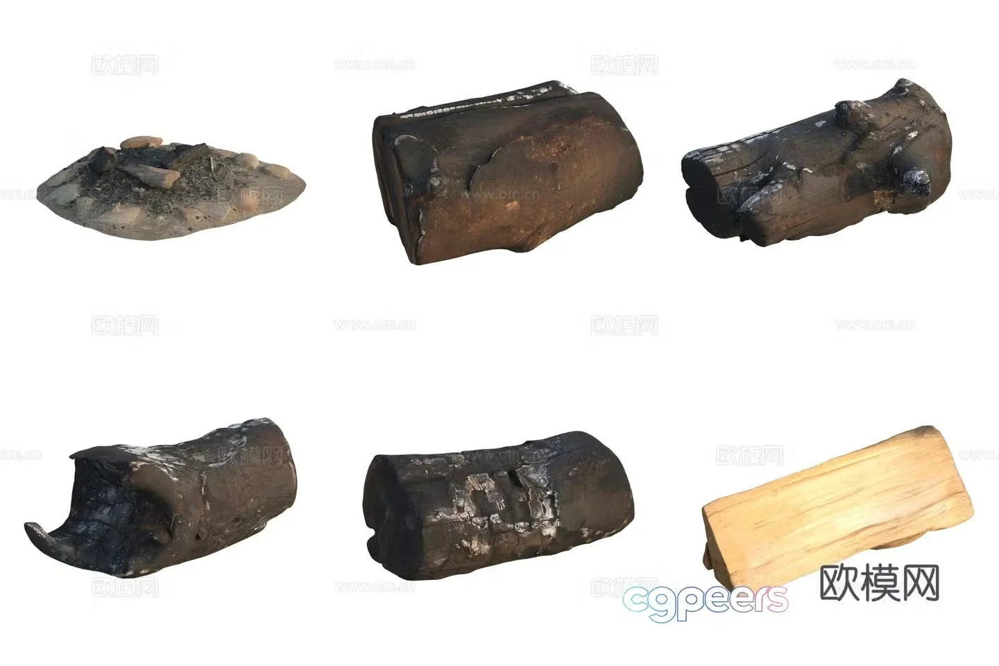 Firewood Wood Charcoal Stack 3d Model