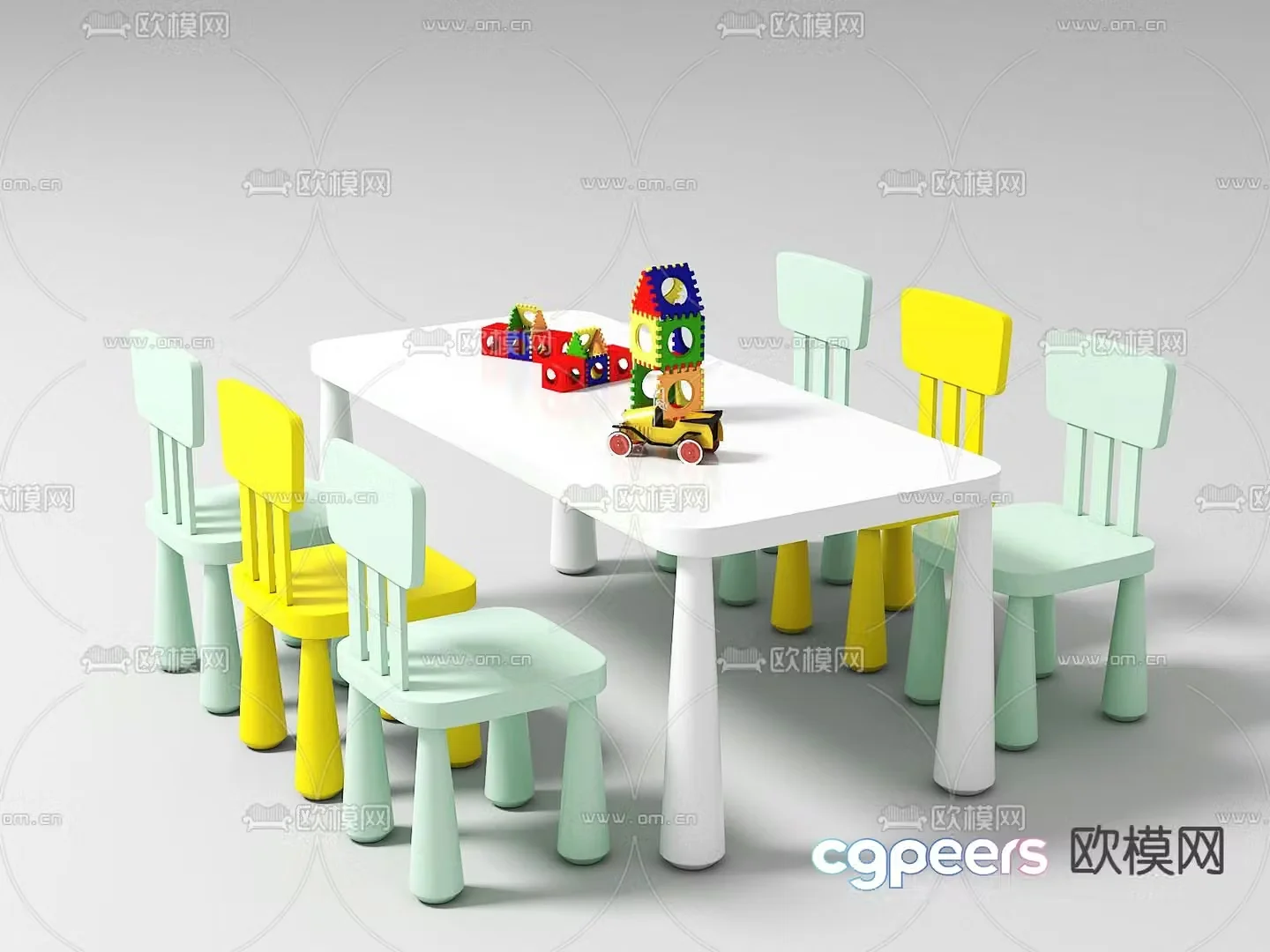 Children’s table and chair 3d model