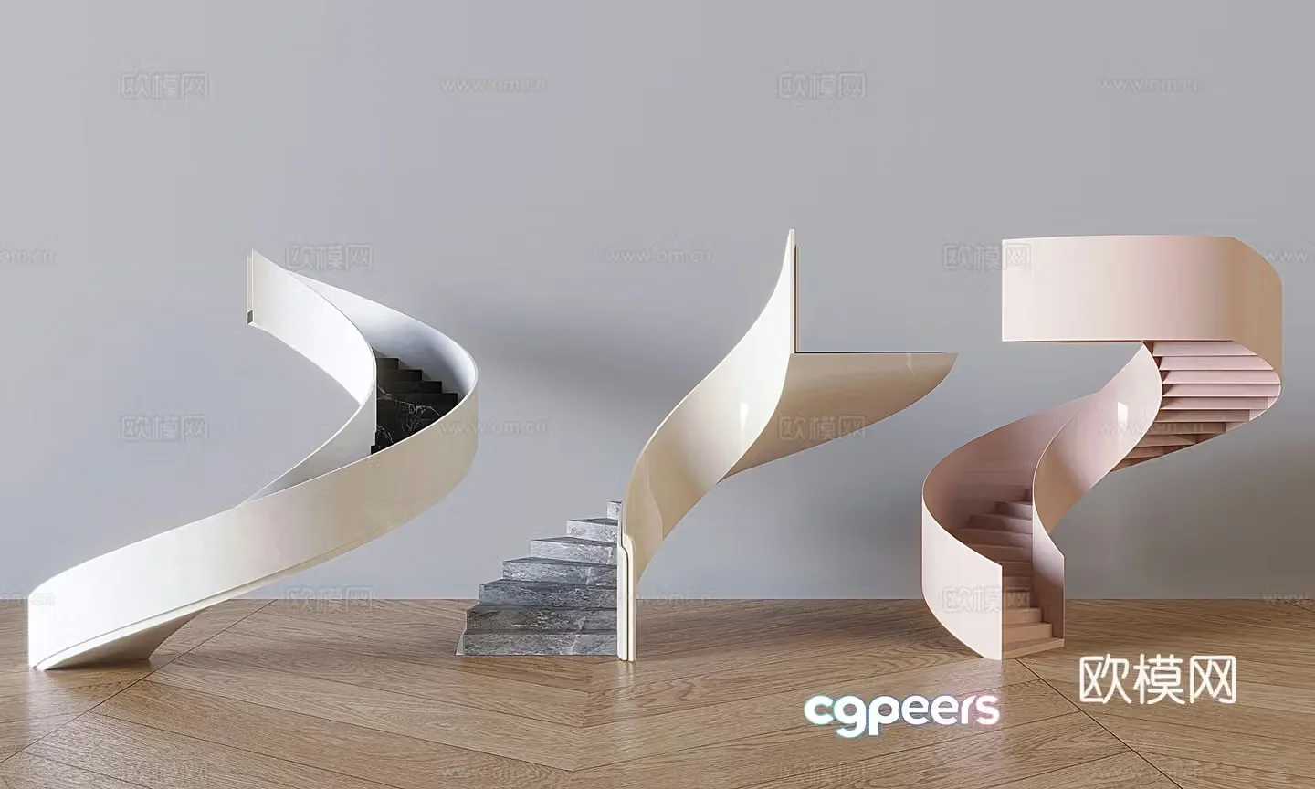 Arc stairs spiral stairs suspended stairs handrail stairs 3d model