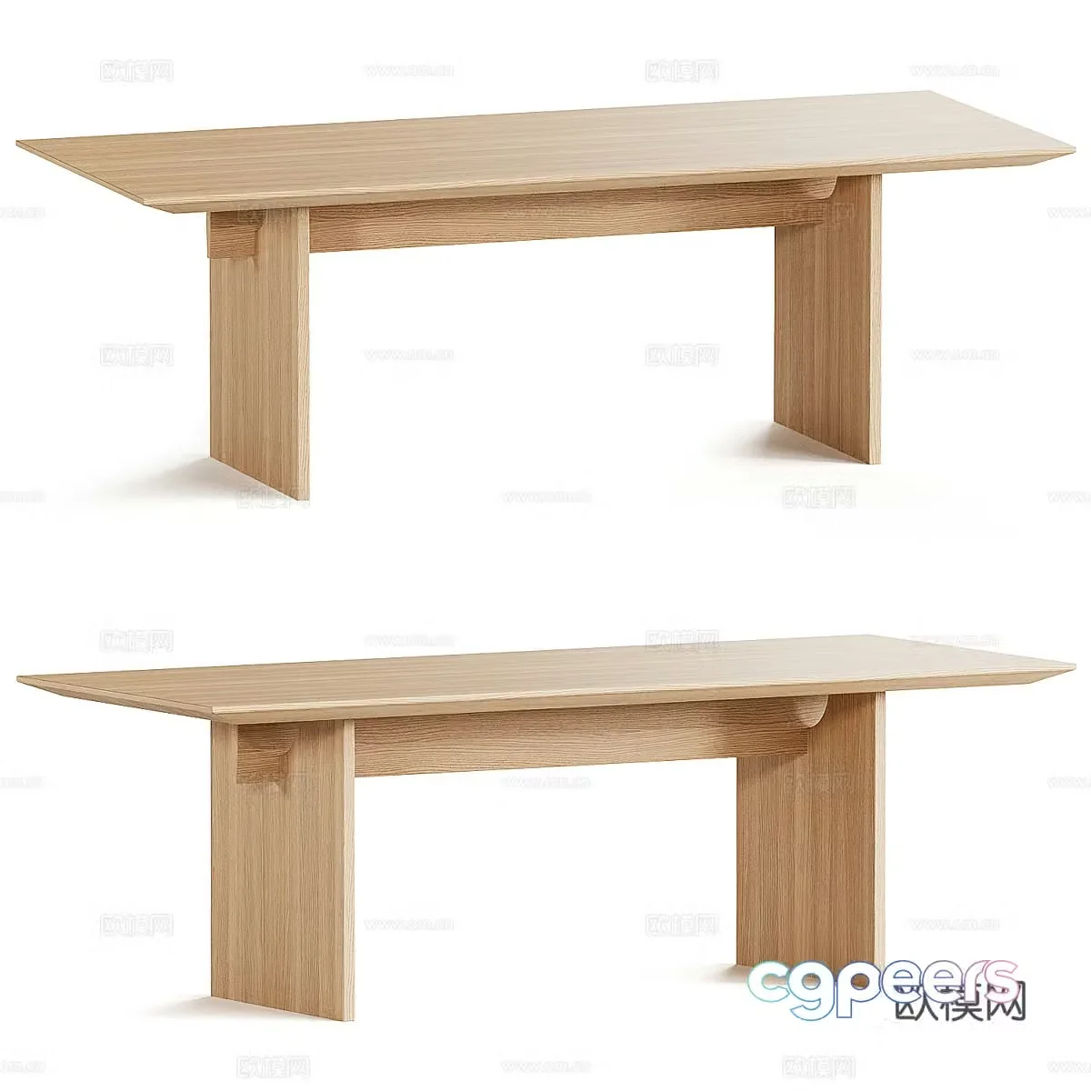 New Chinese style log long dining table 3D model