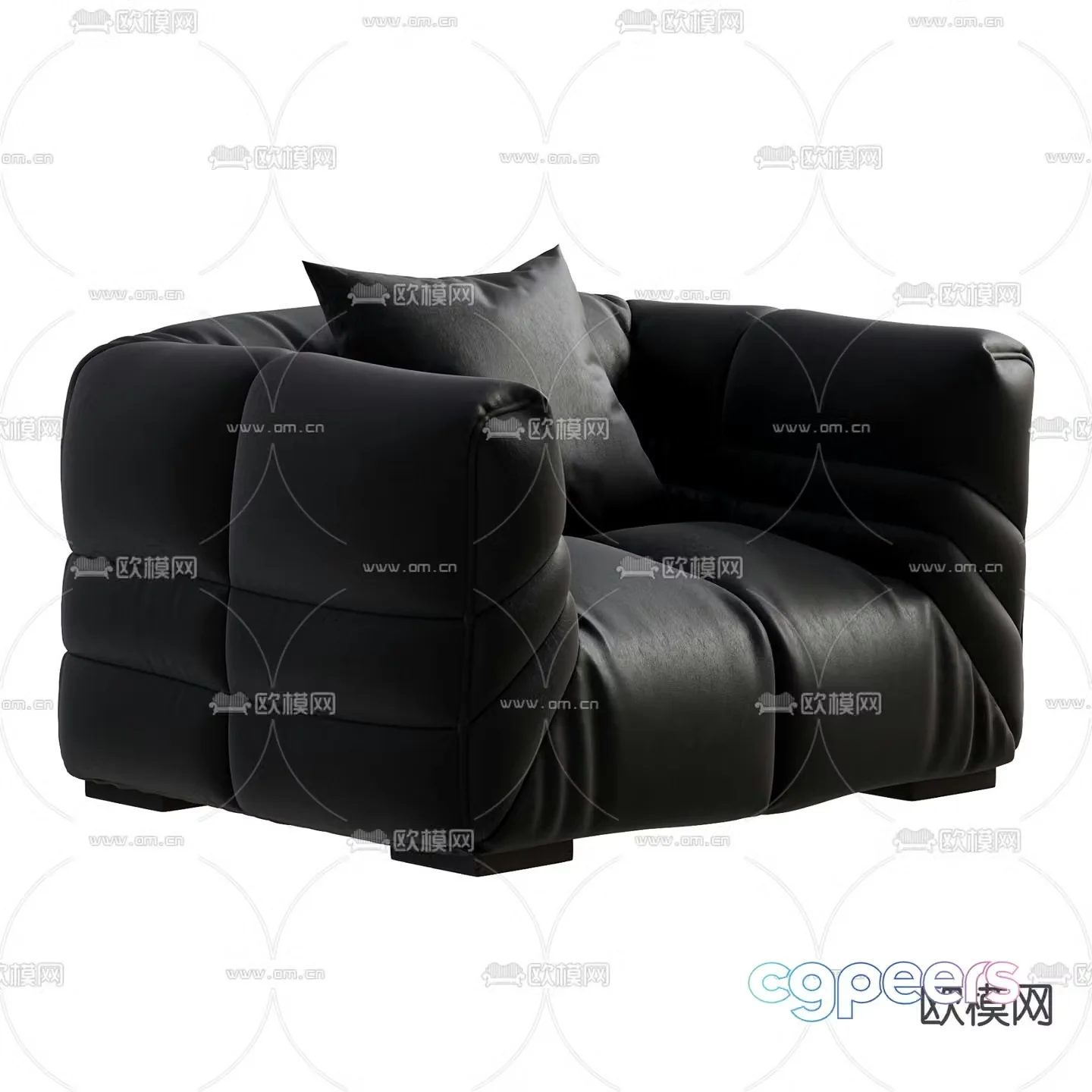 Single sofa black sofa 3d model