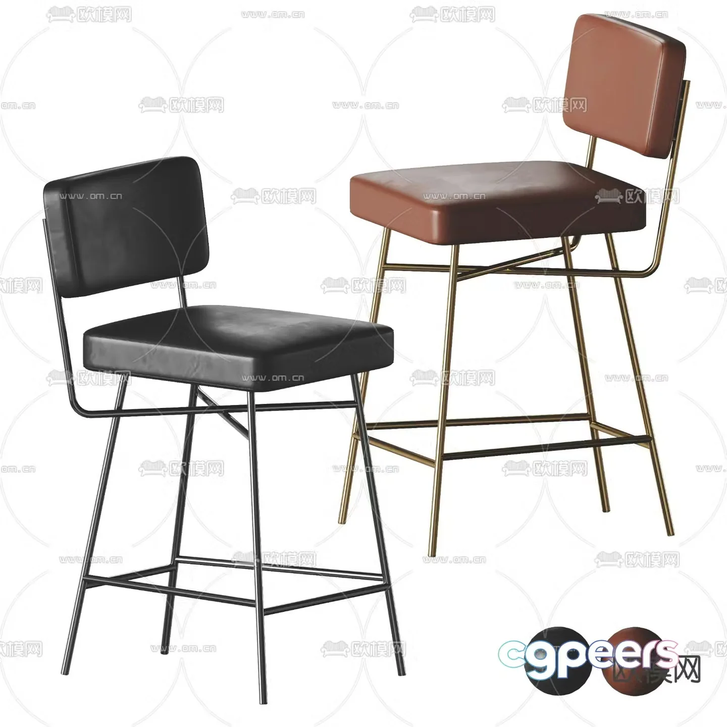 Leather bar stool bar stool high stool 3d model