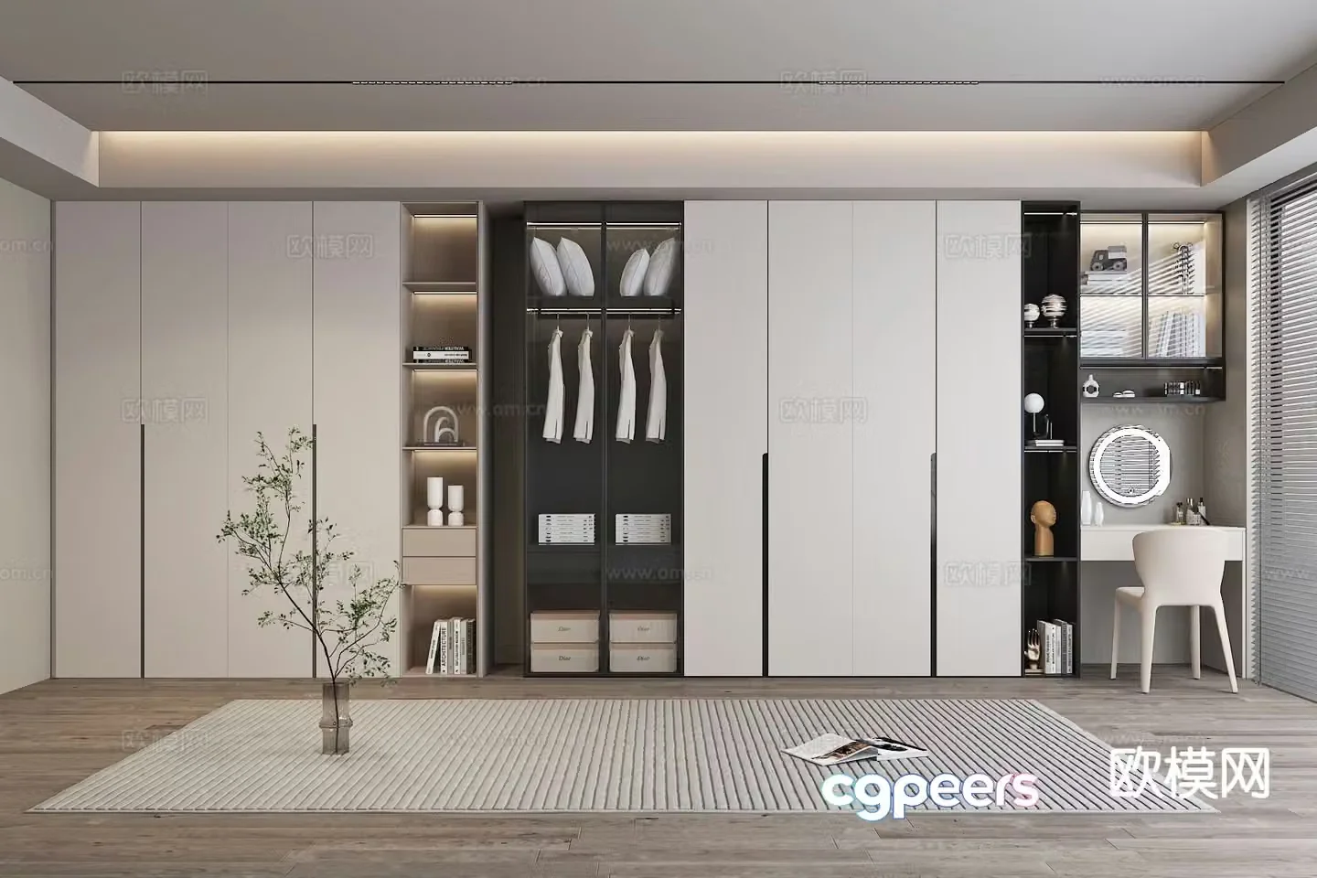 Modern wardrobe dresser integrated cabinet 3d model