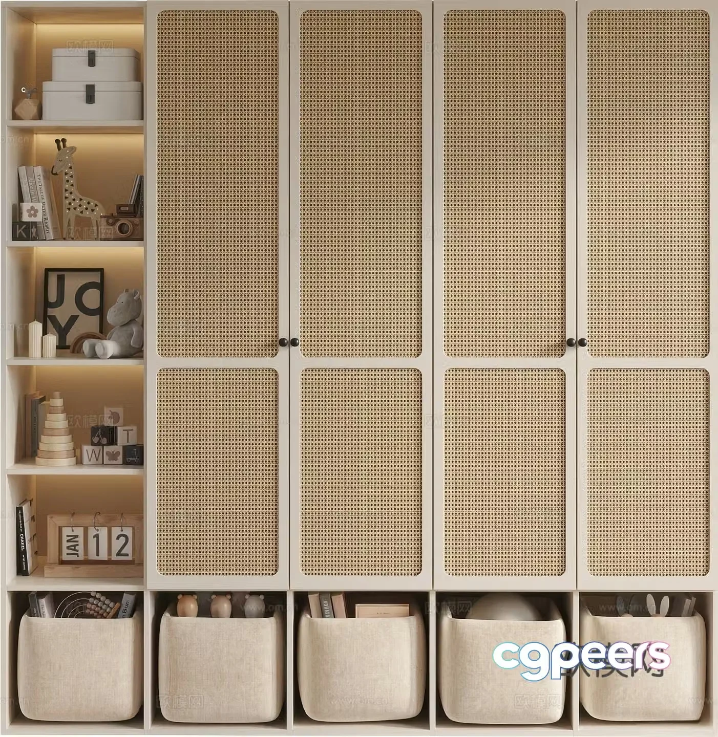 Children’s wardrobe rattan wardrobe 3d model