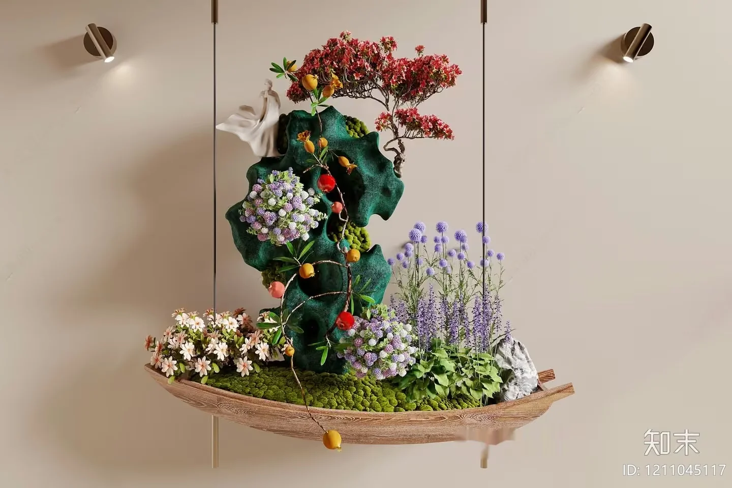 Flowers In A Wooden Boat 3D Model – 7577 – VRAY Render
