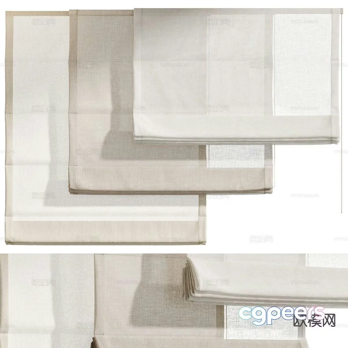 Modern curtains Roman blinds roller blinds blackout blinds 3d model