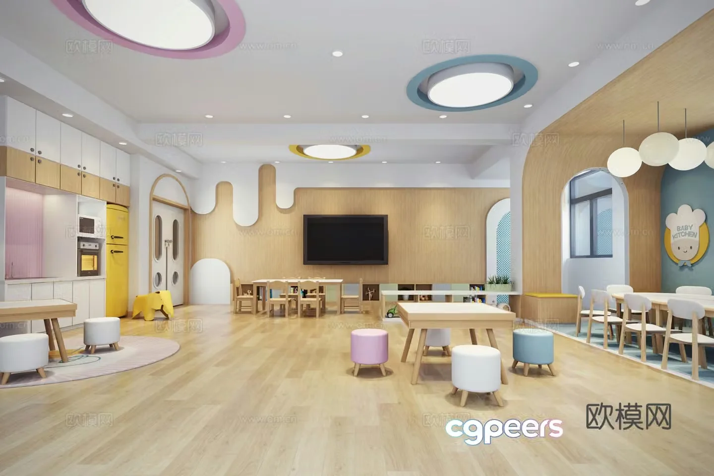 Kindergarten childcare classroom activity classroom children’s class classroom 3D model