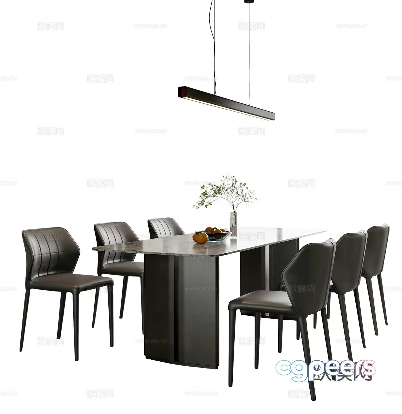 Modern Italian dining table and chair combination chandelier jewelry ornaments dining table dining chair 3d model