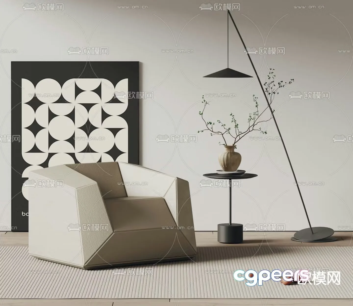 Fauteuil single sofa leisure sofa 3d model