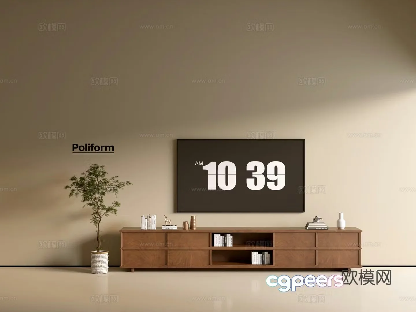 Modern wood grain TV cabinet simple side cabinet chest of drawers low cabinet whole cabinet side cabinet balcony 3D model