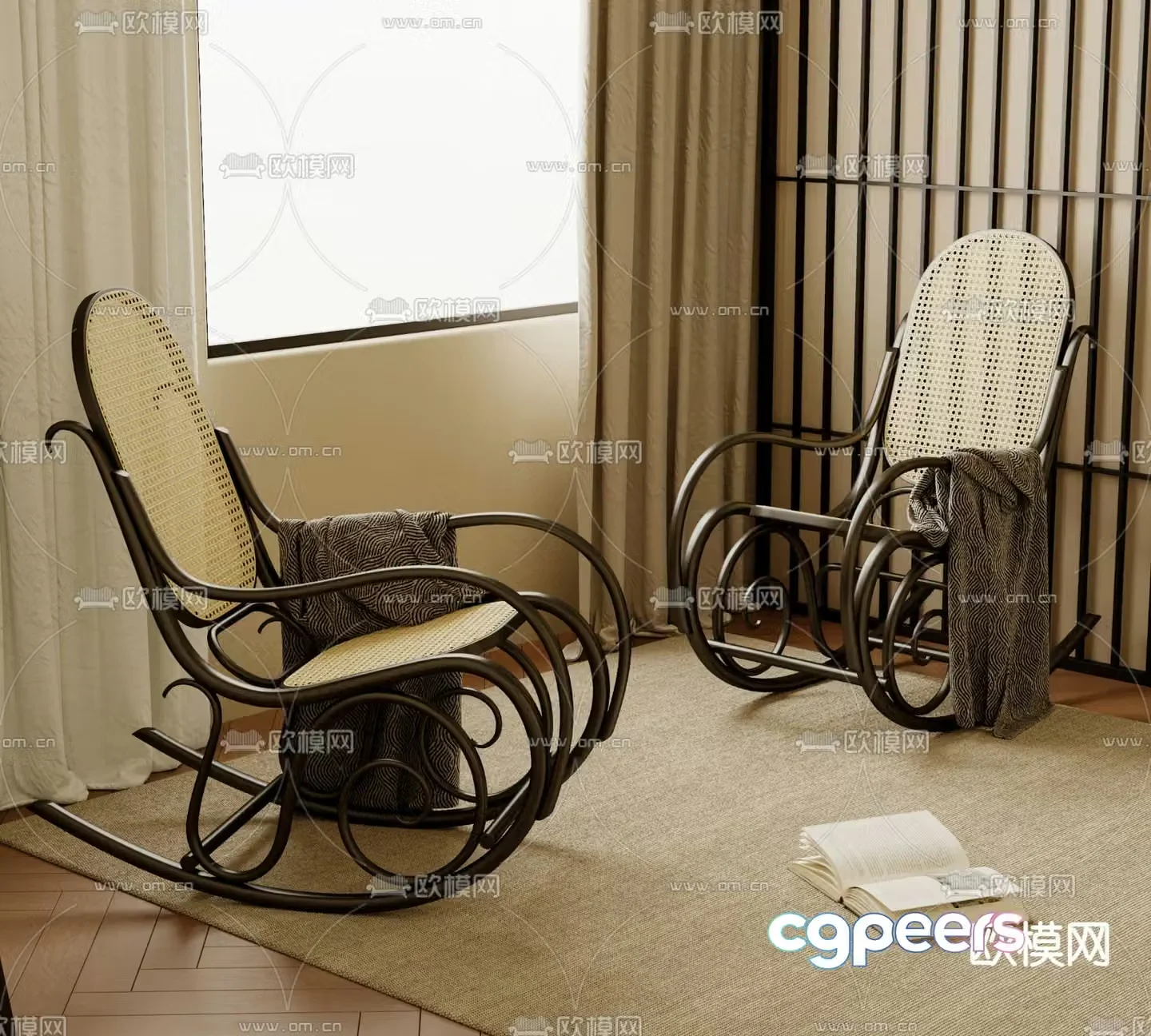 Medieval style outdoor chair rocking chair lounge chair 3d model