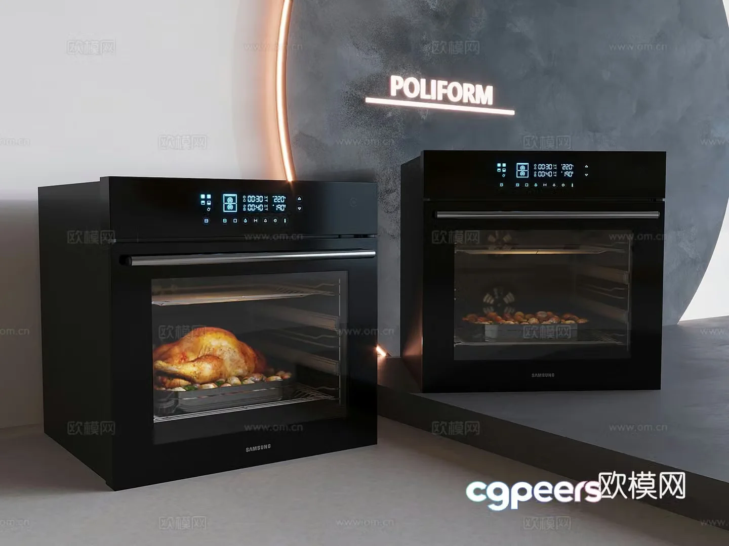 Intelligent embedded oven steaming and baking integrated kitchen appliances 3D model