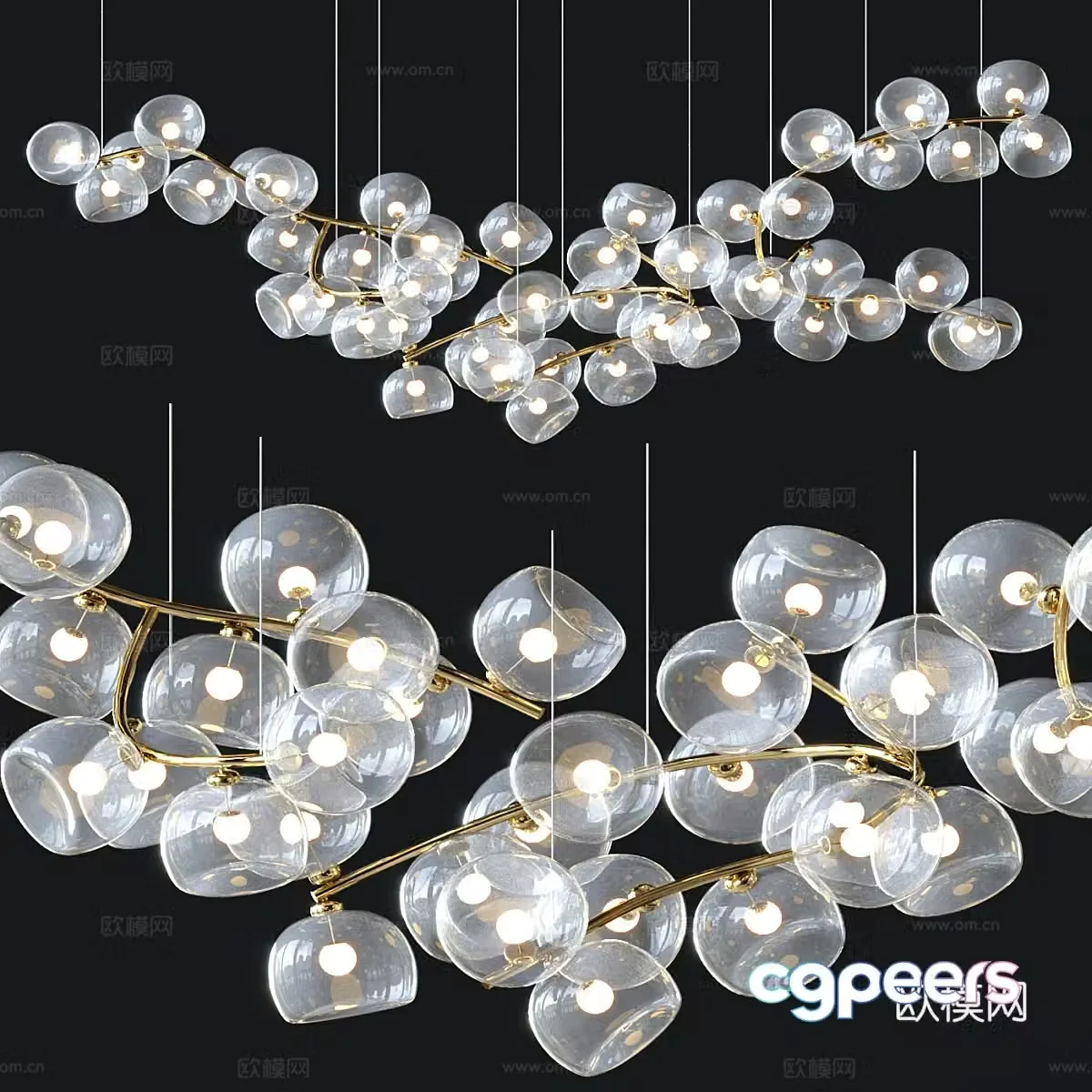 Modern light luxury craft chandeliers 3D model
