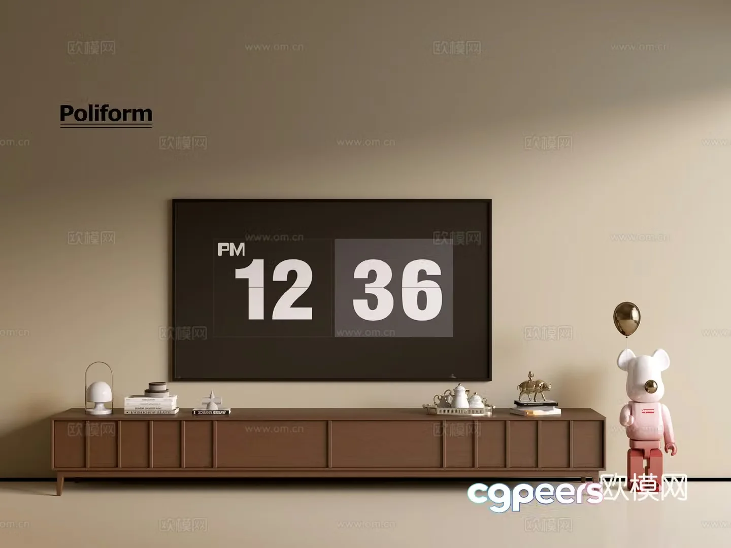 Modern wood grain TV cabinet simple side cabinet chest of drawers low cabinet whole cabinet side cabinet balcony 3D model