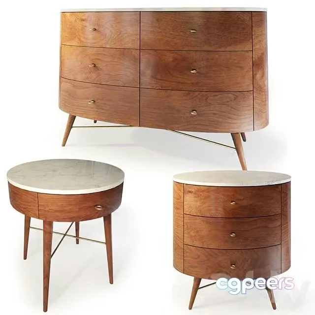3ds Max Free – Chest and nightstand Acorn, Penelope. Dresser, bedside table by West Elm