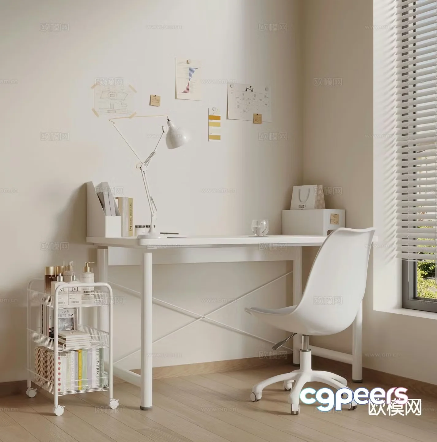 modern desk desk 3d model