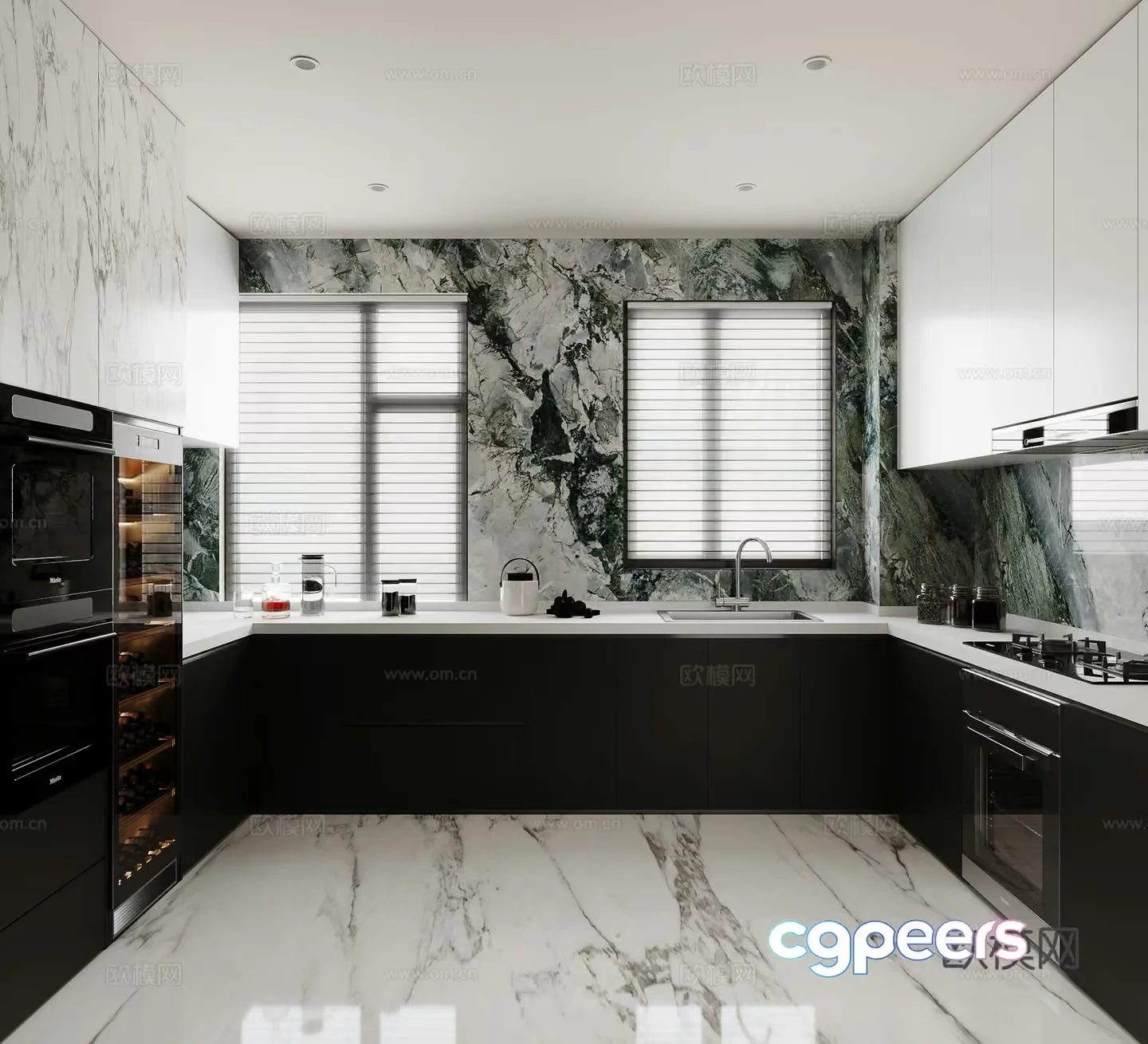Modern Kitchen 3D Model – 13324 – VRAY Render