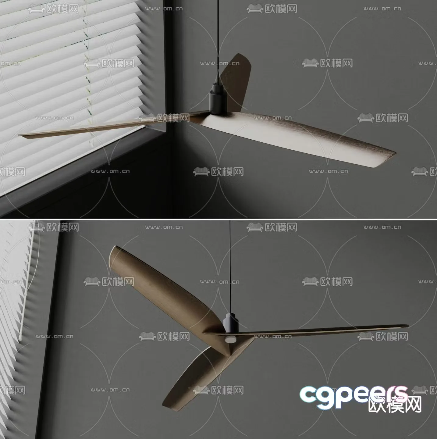Kubu ceiling fan light fan chandelier 3d model
