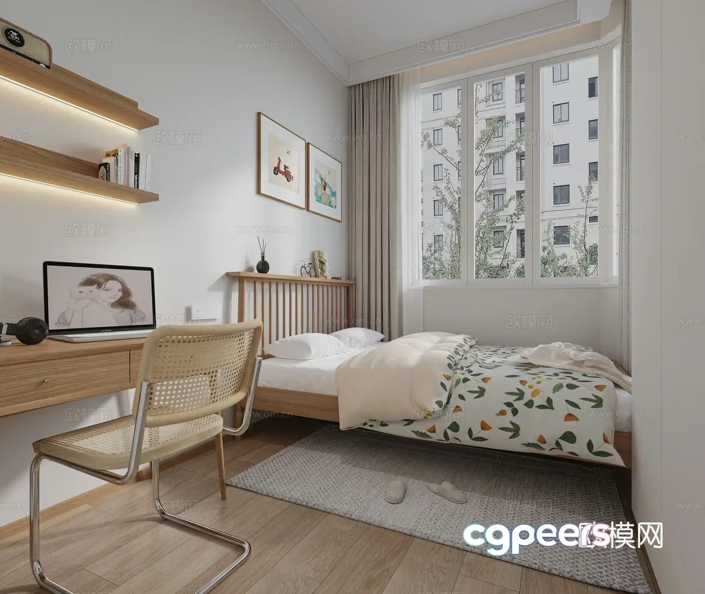 Nordic bedroom 3d model