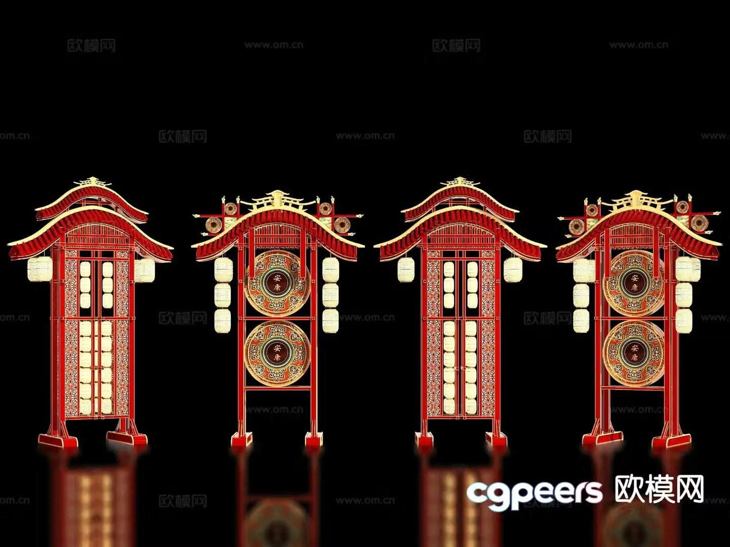 New Chinese style outdoor lantern installation Meichen 3D model