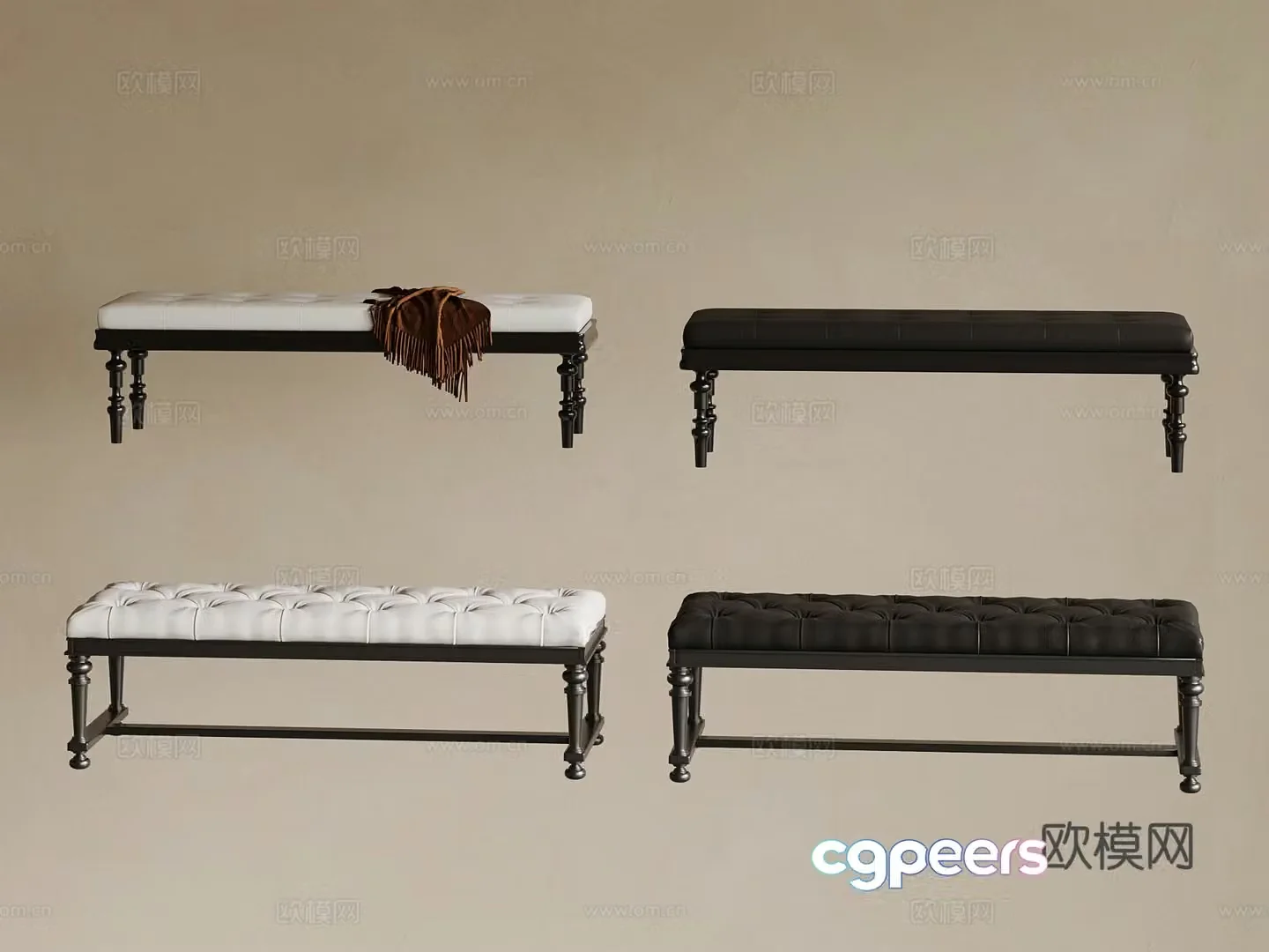 French bench shoe change stool bed tail stool 3D model