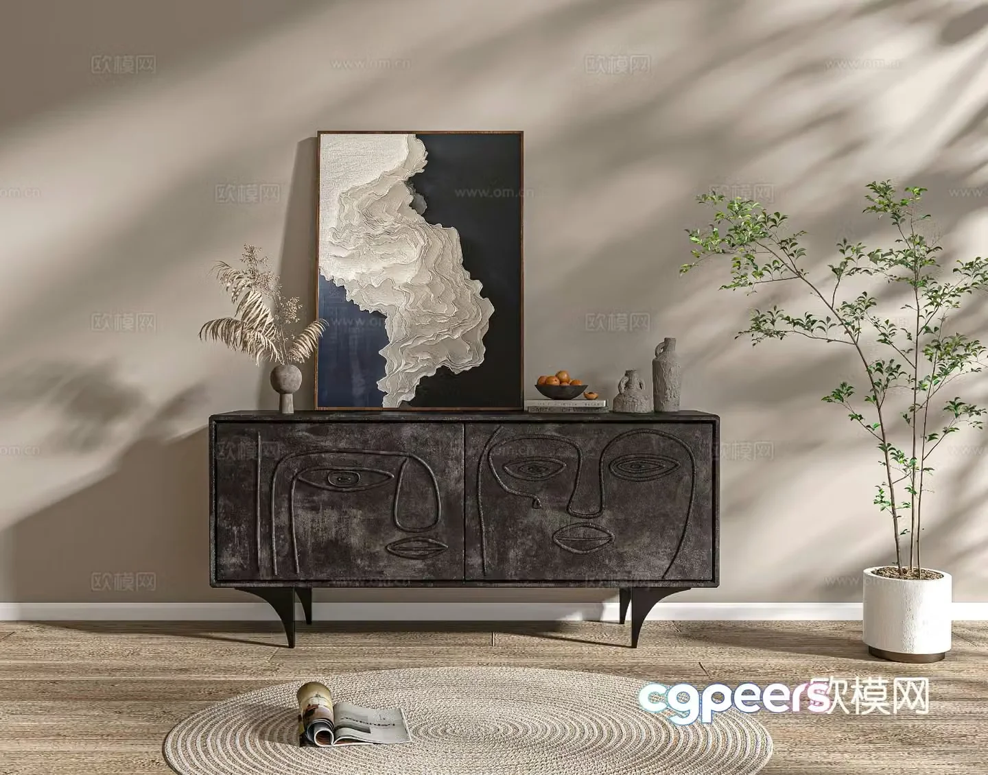 Wabi-sabi entrance cabinet 3d model