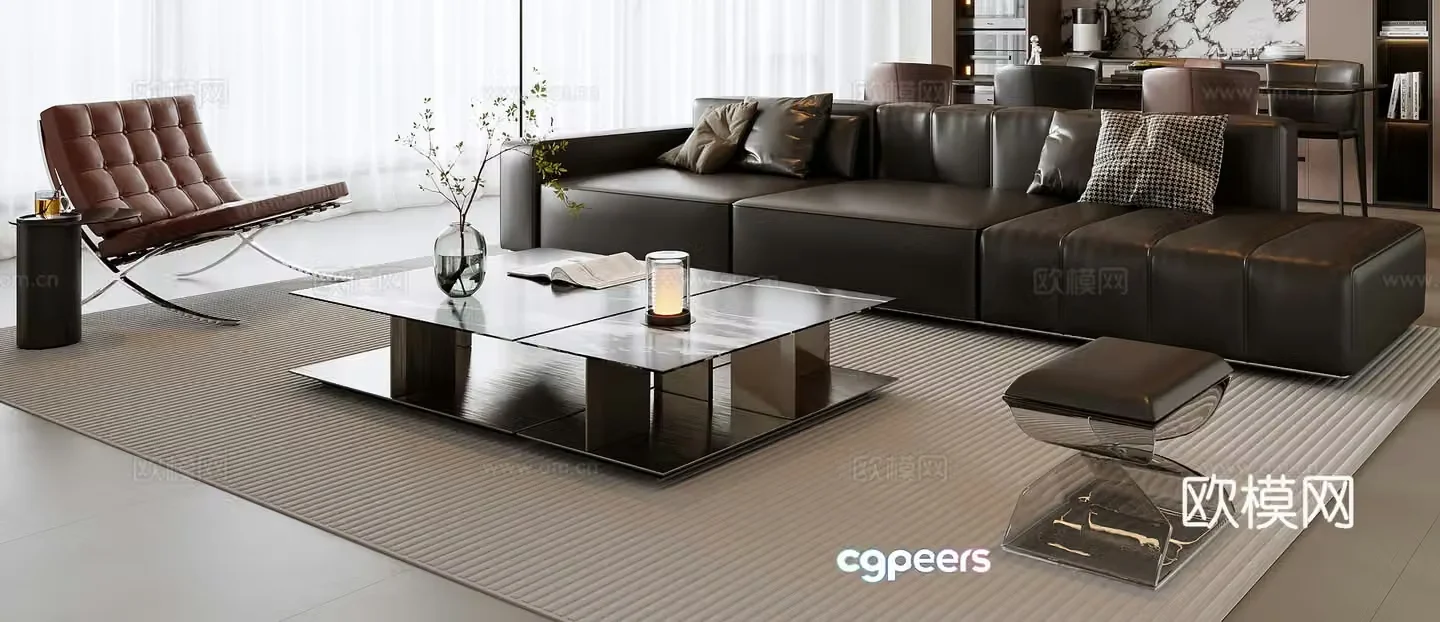 Italian sectional sofa 3d model