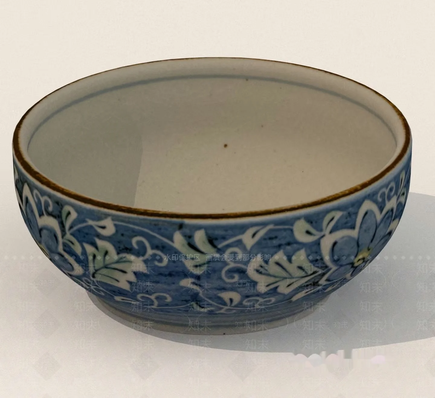 Blue And White Bowl With Floral Design 3D Model – 16032 – VRAY Render