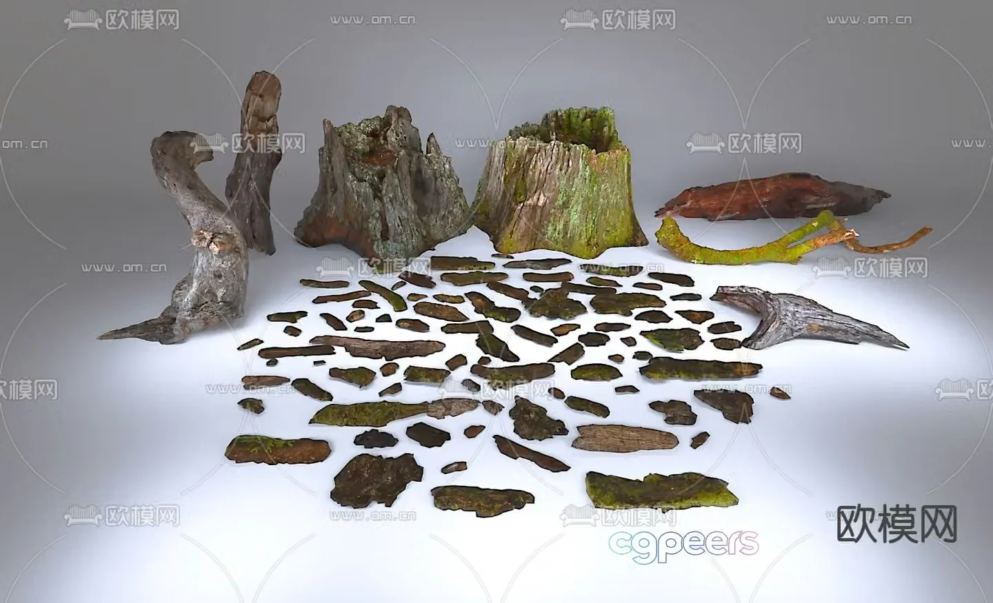 Dead tree sketch tree stump rotten wood 3d model