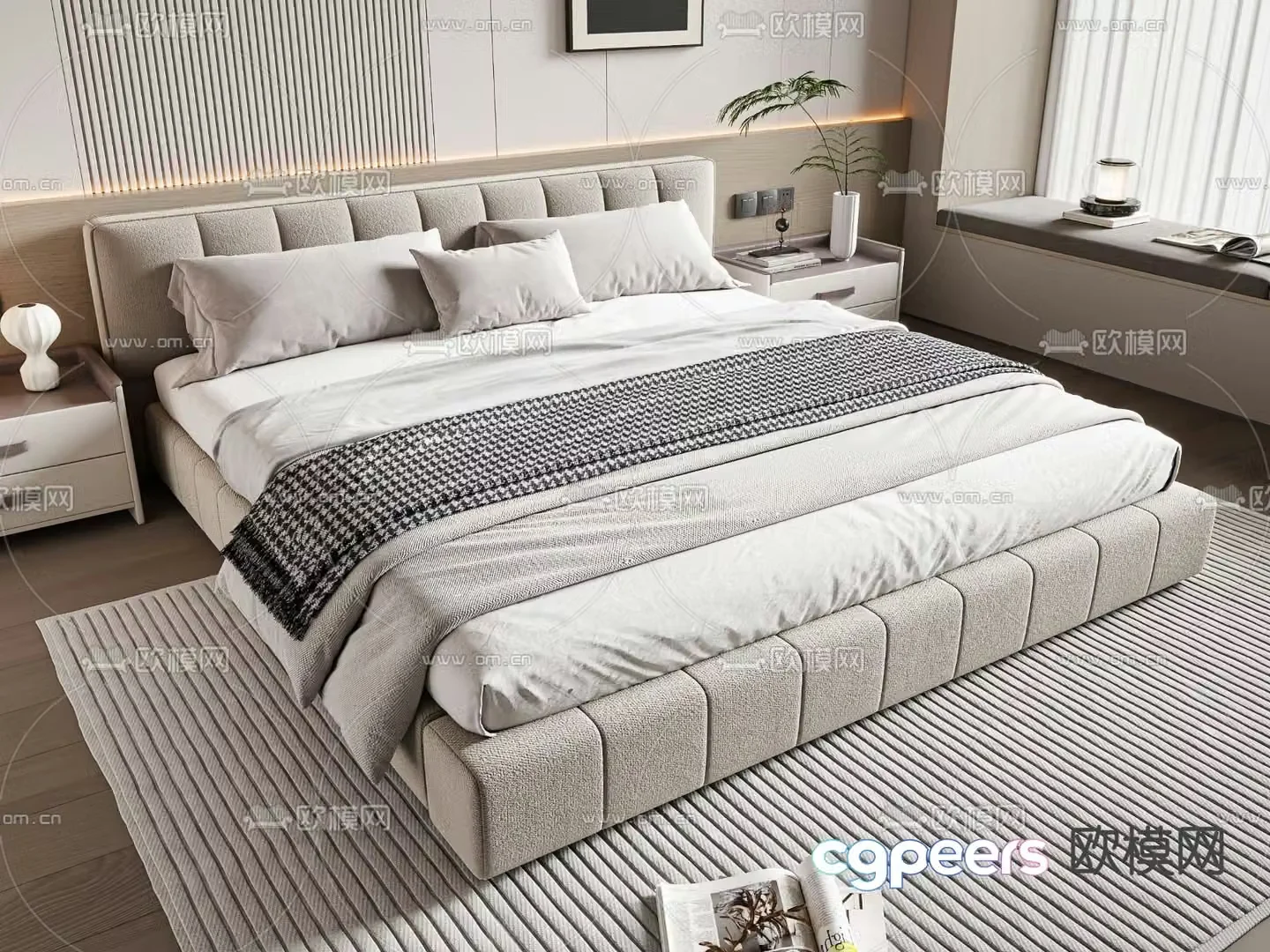 Modern double bed 3d model