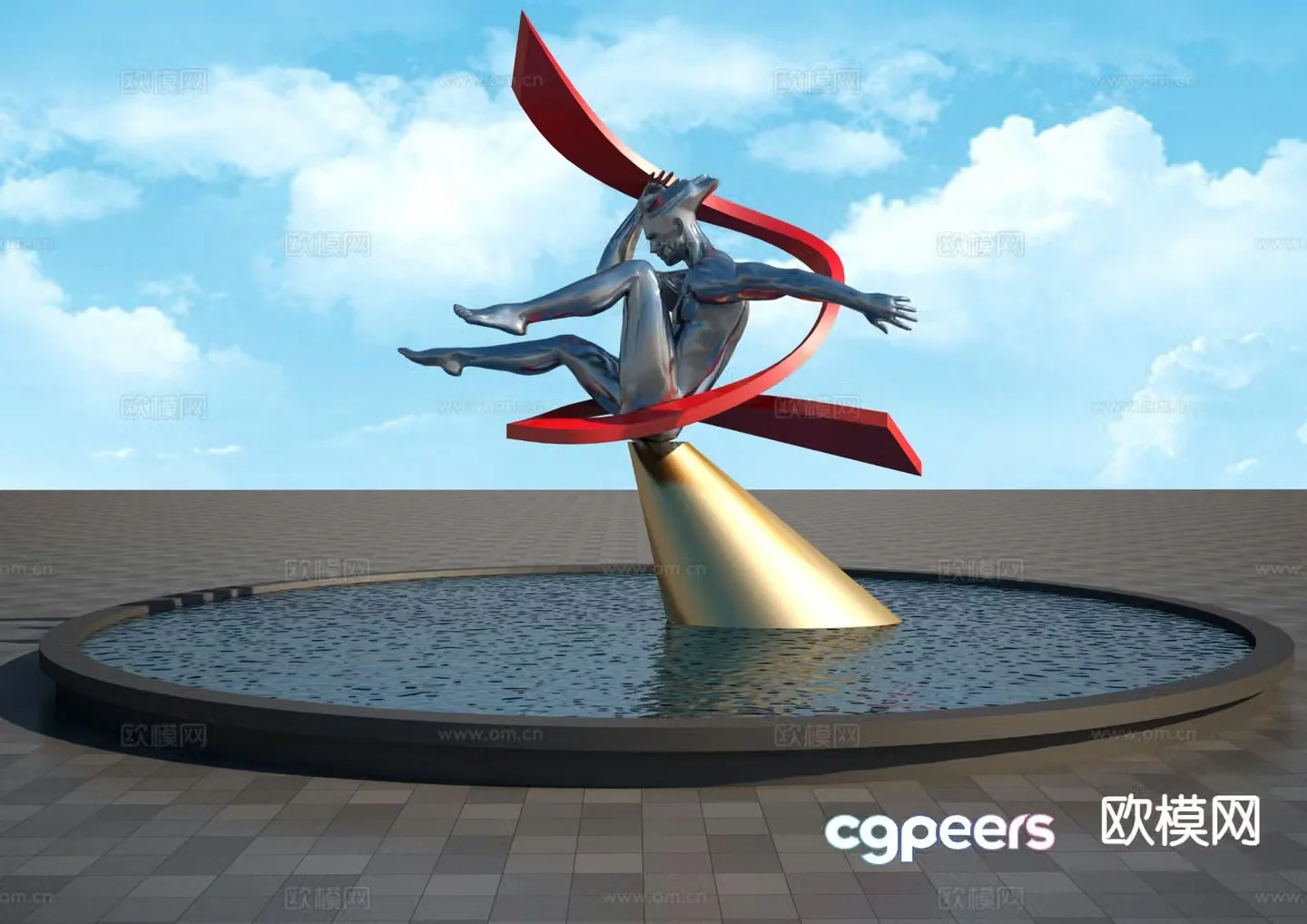 Figure sculpture landscape sculpture 3d model