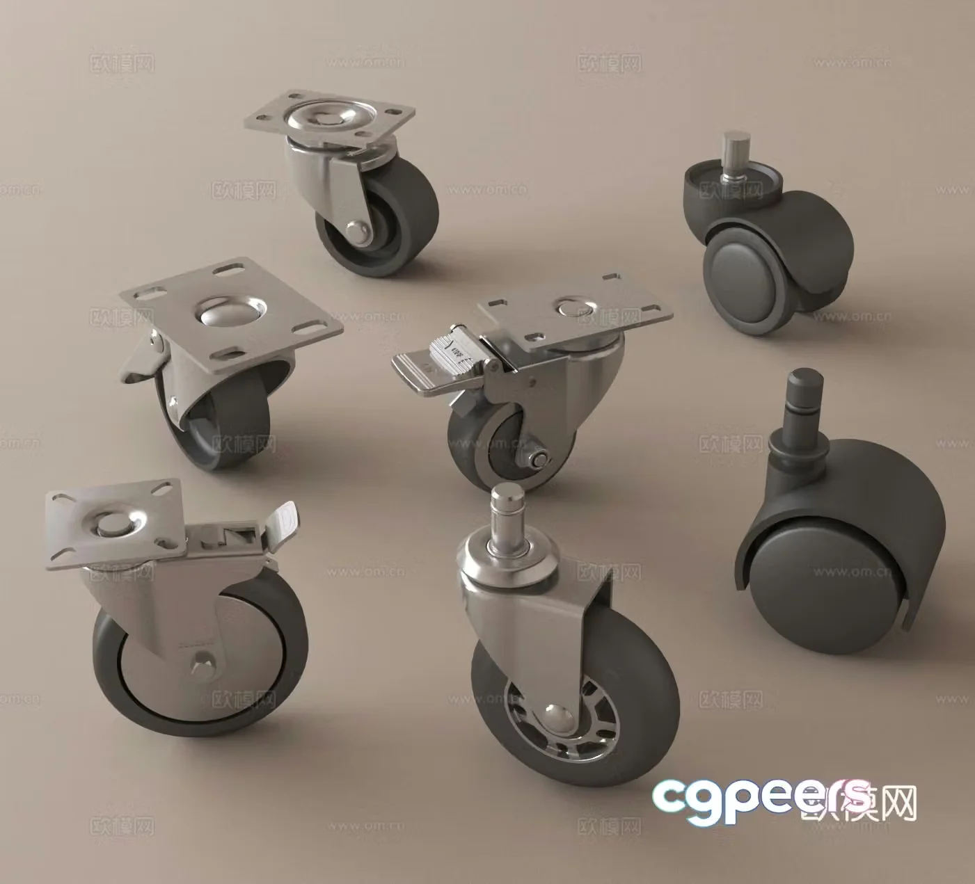 wheel pulley roller swivel wheel 3d model