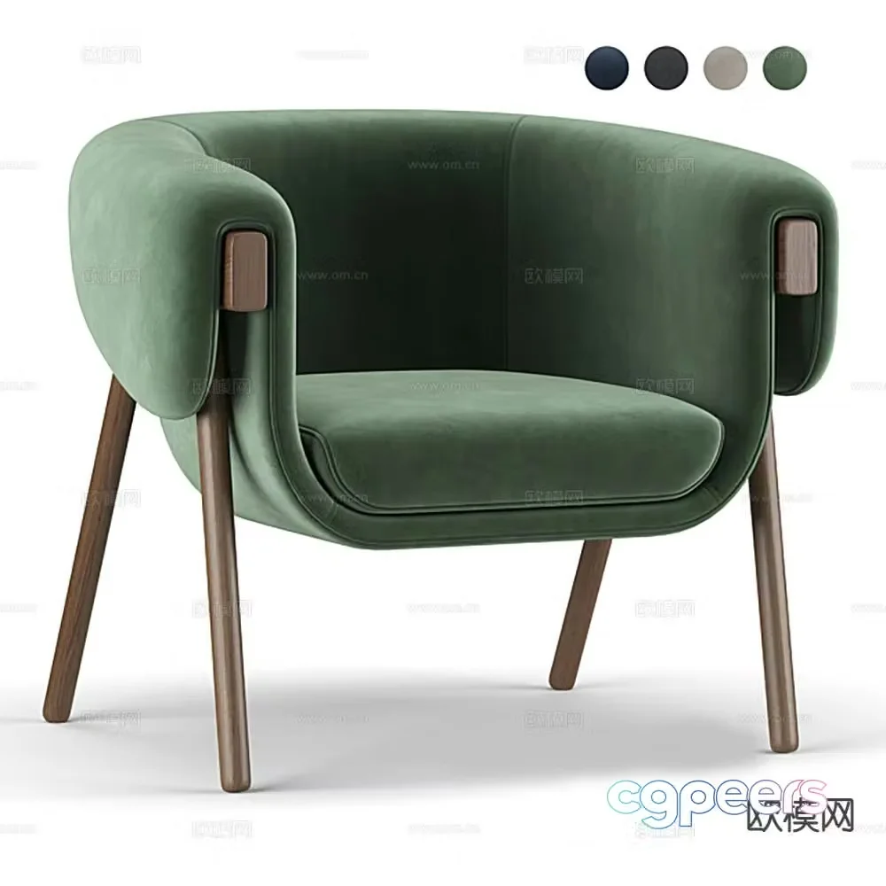 Green sofa chair single sofa 3d model
