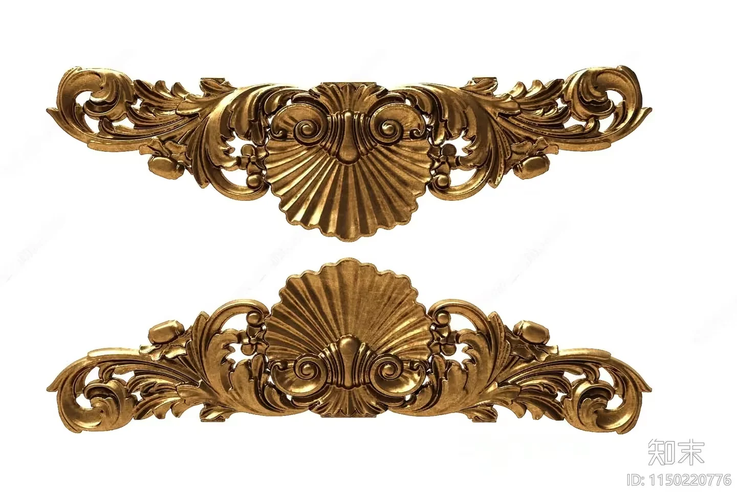 Gold Shell-Shaped Decorative Piece 3D Model – 305 – VRAY Render