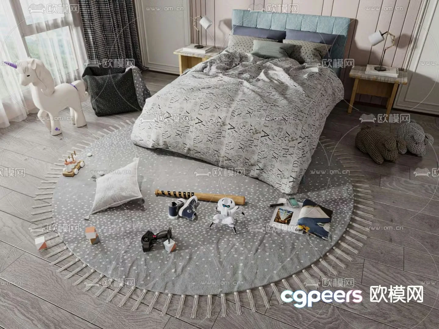 Modern children’s bed 3d model