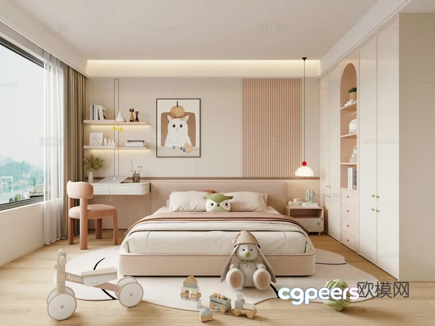 Modern children’s room girl’s room kid’s room 3d model
