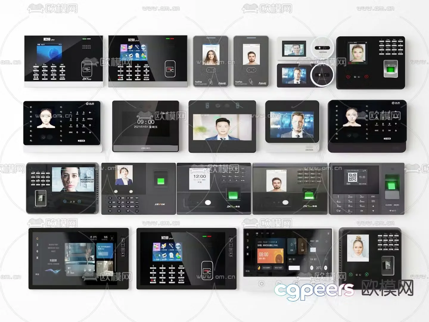 Fingerprint machine face recognition machine face machine clock card machine doorbell 3D model