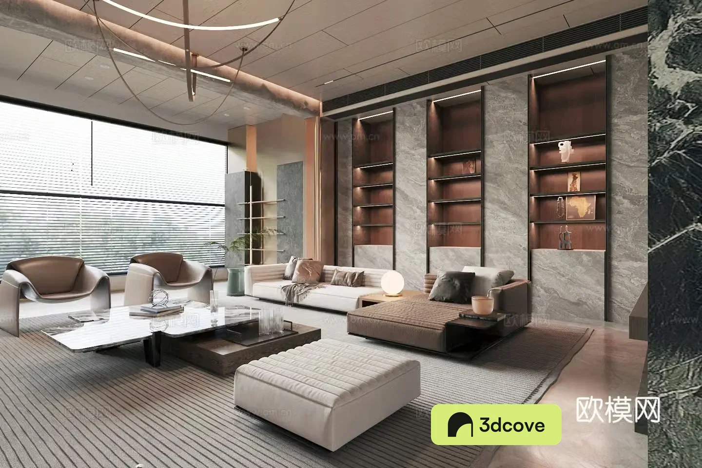 Modern living room light luxury living room Italian living room sofa coffee table combination leather multi-person sofa