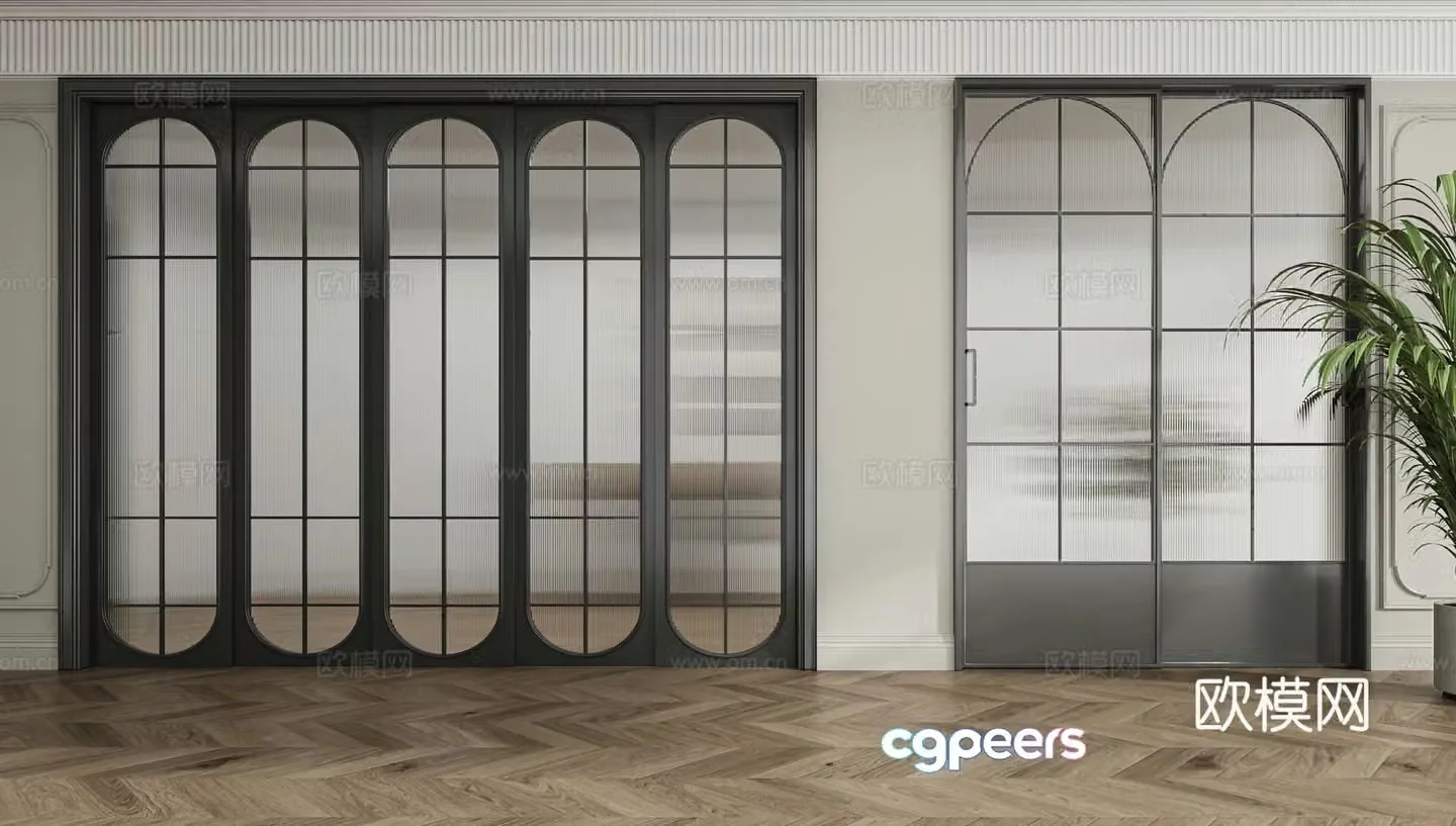 French glass folding door 3D model