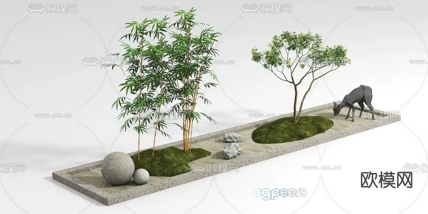 Bamboo landscape sketch 3d model