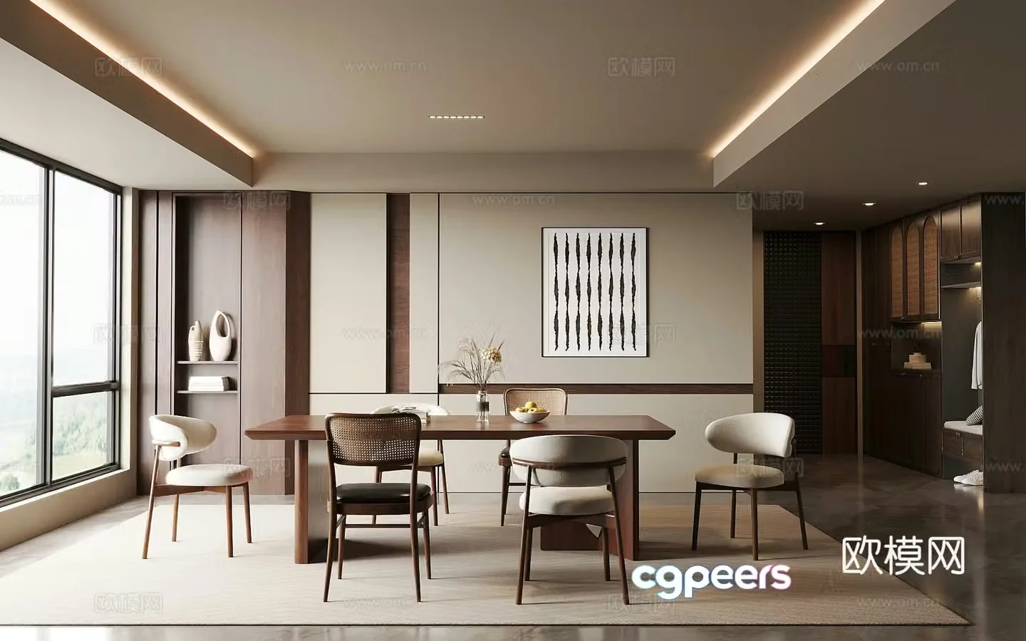 Restaurant Middle style restaurant Dining table and chair combination 3D model